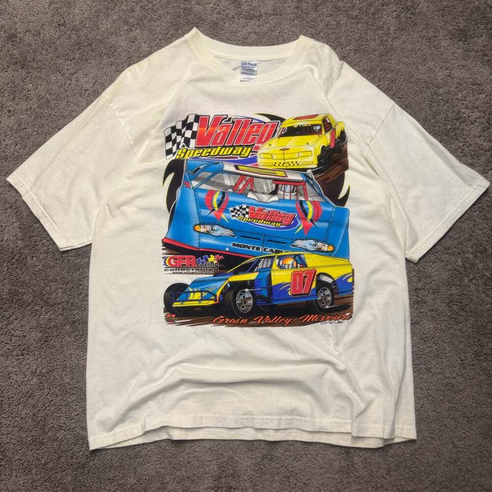 Vintage Racing Graphic Tee Valley Speedway Grain Valley Missouri Racing T-Shirt